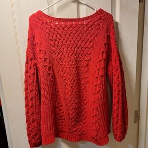 Retrology Red Cable Knit Sweater Large